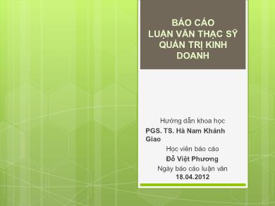 Báo cáo Luận văn Xác định các nhân tố ảnh hưởng chất lượng dịch vụ của Saigontourist trong lĩnh vực khách sạn tại Thành phố Hồ Chí Minh