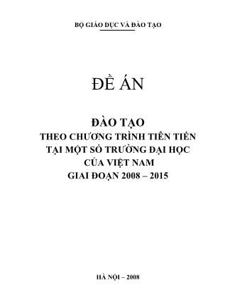 Đề án Đào tạo theo chương trình tiên tiến tại một số trường đại học của Việt Nam giai đoạn 2008 – 2015