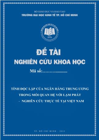 Đề tài Tính độc lập của Ngân hàng Trung ương trong mối quan hệ với lạm phát - Nghiên cứu thực tế tại Việt Nam