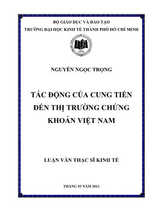 Luận văn Tác động của cung tiền đến thị trường chứng khoán Việt Nam