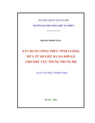 Luận văn Xây dựng công thức tính lượng mưa từ số liệu ra đa Đốp-le cho khu vực Trung Trung Bộ