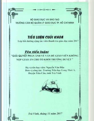 Tiểu luận Giải quyết phản ánh về vấn đề giáo viên không nộp giáo án cho tổ khối trưởng duyệt