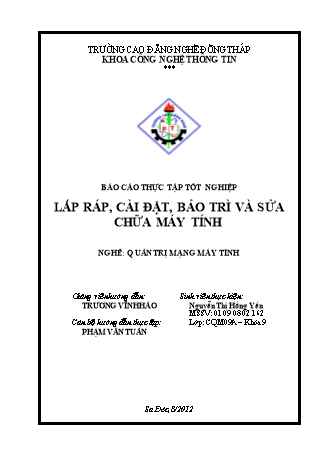 Báo cáo thực tập tốt nghiệp Lắp ráp, cài đặt, bảo trì và sửa chữa máy tính