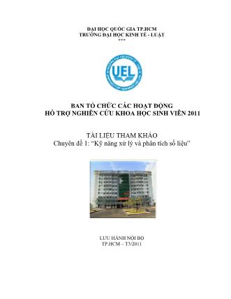 Chuyên đề bổ trợ nghiên cứu khoa học - Chuyên đề 1: Kỹ năng xử lý và phân tích số liệu