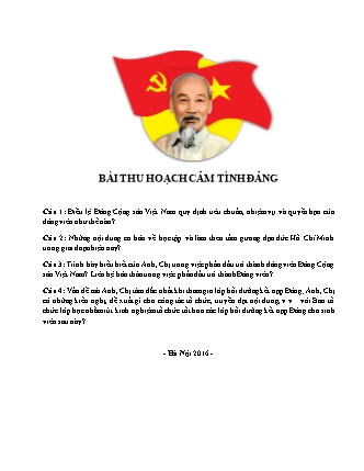 Bài thu hoạch cảm tình Đảng Bài thu hoạch cảm tình Đảng