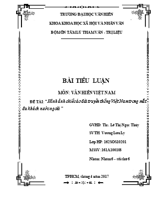 Đề tài Hình ảnh chiếc áo dài truyền thống Việt Nam trong mắt du khách nước ngoài Đề tài Hình ảnh chiếc áo dài truyền thống Việt Nam trong mắt du khách nước ngoài