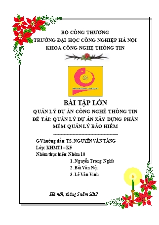 Đề tài Quản lý dự án xây dựng phần mềm quản lý bảo hiểm Đề tài Quản lý dự án xây dựng phần mềm quản lý bảo hiểm