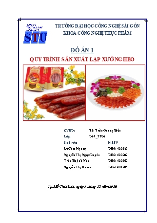 Đồ án Quy trình sản xuất lạp xưởng heo Đồ án Quy trình sản xuất lạp xưởng heo