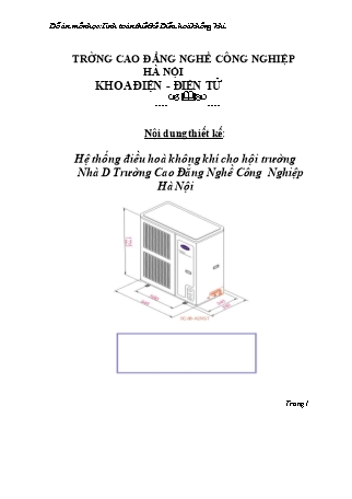 Đồ án Tính toán thiết kế Điều hoà không khí Đồ án Tính toán thiết kế Điều hoà không khí