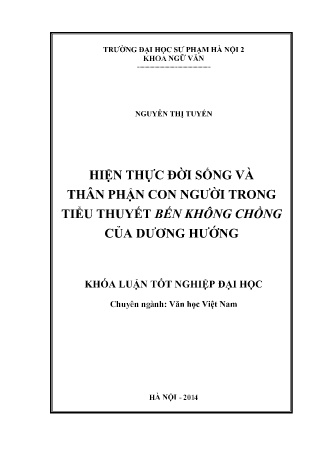 Khóa luận Hiện thực đời sống và thân phận con người trong tiểu thuyết bến không chồng của Dương Hướng