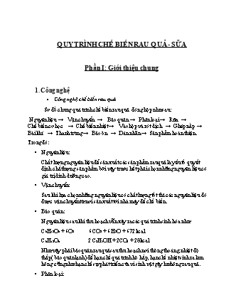 Quy trình chế biến rau quả - Sữa