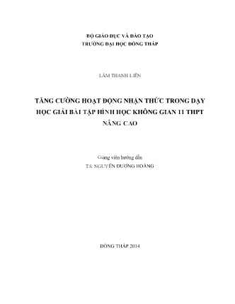 Tăng cường hoạt động nhận thức trong dạy học giải bài tập Hình học không gian 11 THPT nâng cao