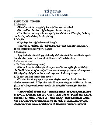 Tiểu luận Sửa chữa tủ lạnh Tiểu luận Sửa chữa tủ lạnh