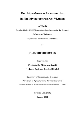 Tourist preferences for ecotourism in Phu My nature reserve, Vietnam