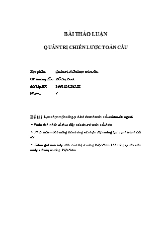 Bài thảo luận Quản trị chiến lược toàn cầu