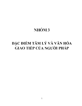 Đặc điểm tâm lý và văn hóa giao tiếp của người pháp