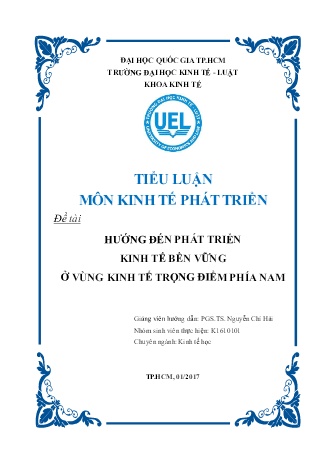 Đề tài Hướng đến phát triển kinh tế bền vững ở vùng kinh tế trọng điểm Phía Nam
