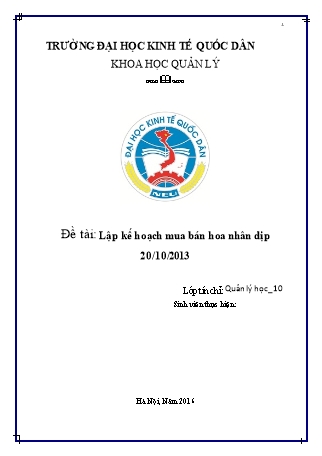 Khoa học quản lí - Lập kế hoạch mua bán hoa nhân dịp 20/10/2013