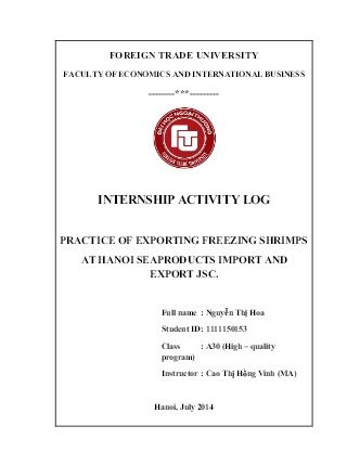 Practice of exporting freezing shrimps at hanoi seaproducts import and export jsc
