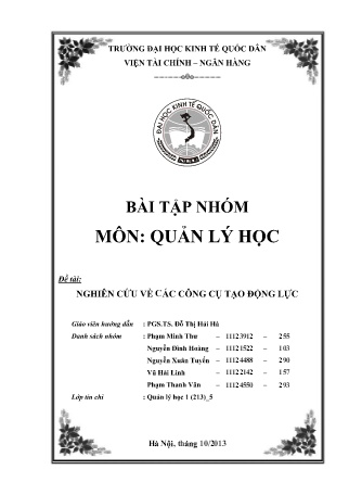 Quản lí học - Nghiên cứu về các công cụ tạo động lực
