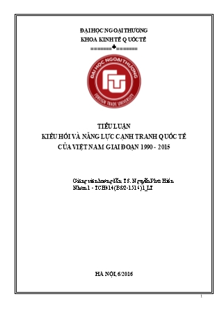 Tiểu luận Kiều hối và năng lực cạnh tranh quốc tế của Việt Nam giai đoạn 1990 - 2015